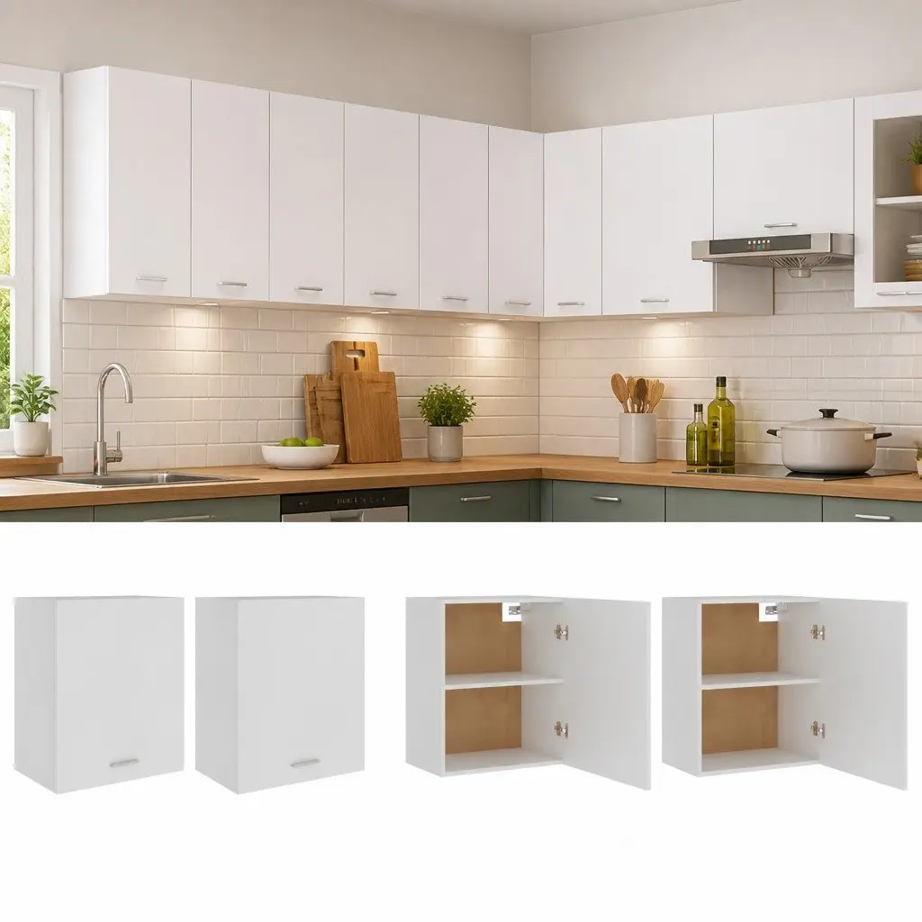 White Hanging Kitchen Cabinets Set of 2