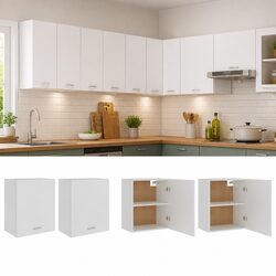 White Hanging Kitchen Cabinets Set of 2