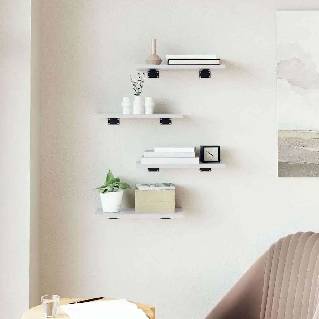 Bookshelf Boards White High Gloss 40x20x1.5 cm Engineered Wood 4 Piece