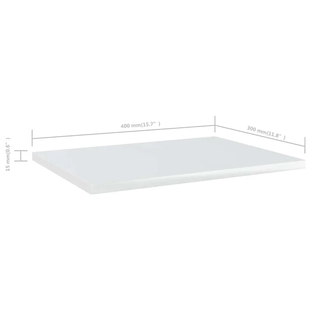Bookshelf Boards Engineered Wood High Gloss White 40x30x1.5 cm Set of 4