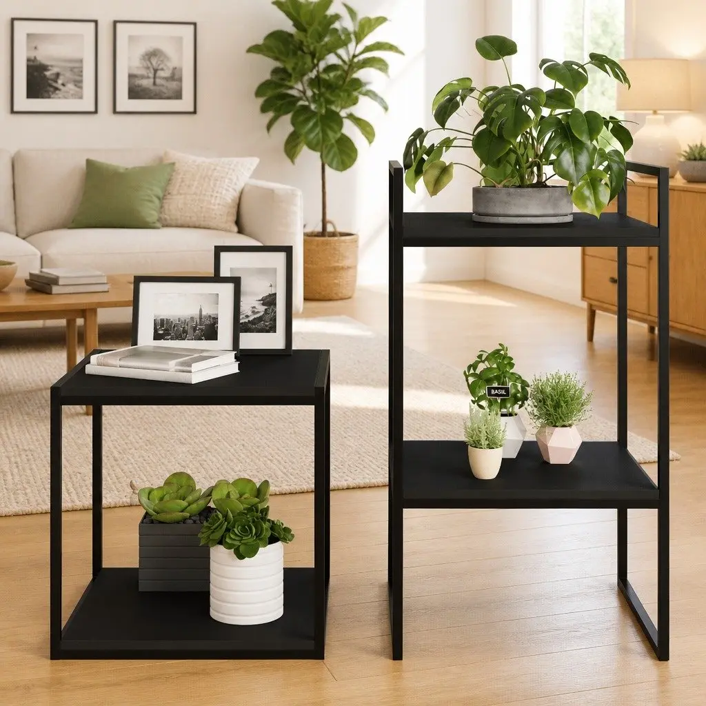 Bookshelf Boards 4 Pieces Black Floating Shelves Storage Solution Engineered