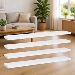 White Bookshelf Boards 4 pcs 60x10x1.5 cm