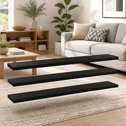 Stylish Black Bookshelf Boards Set of 4