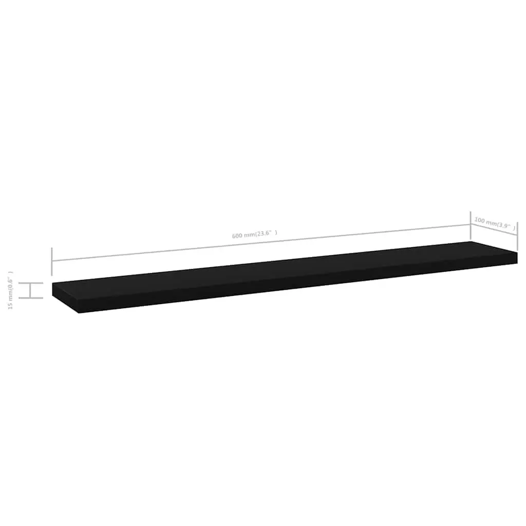 Bookshelf Panels Engineered Wood Black 60x10x1.5 cm Set of 4 Shelving Boards