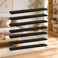 Elegant Black Bookshelf Boards - 8 Pcs Storage Panels