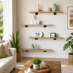 Brown Engineered Wood Bookshelf Boards, Set of 8