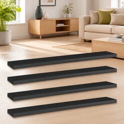 High Gloss Black Bookshelf Boards Set of 4