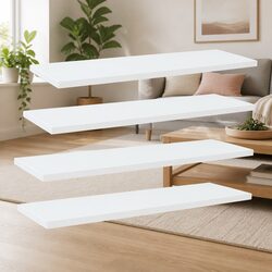 Elegant White Bookshelf Boards 4 pcs 60x20x1.5 cm
