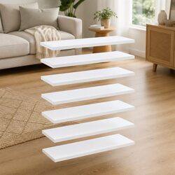 8-Piece White Bookshelf Boards 60x20x1.5 cm