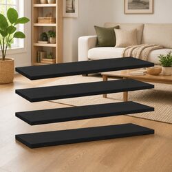Charming Black Floating Shelf Boards Set of 4