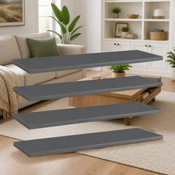 Grey Engineered Wood Bookshelf Boards Set of 4