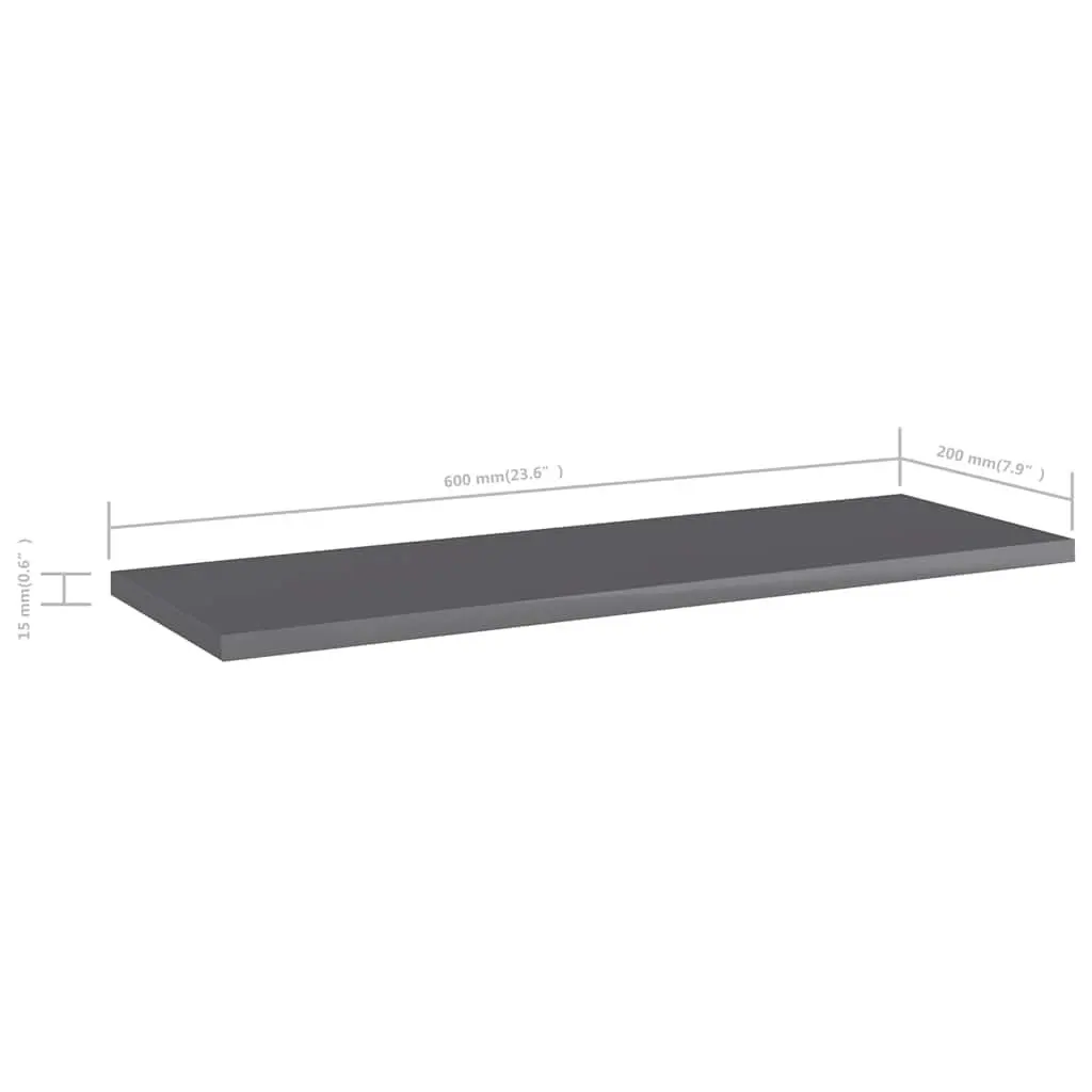 Bookshelf Boards Grey 60x20x1.5 cm Engineered Wood 4 Piece Wall Shelves Storage