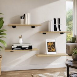 Sonoma Oak Bookshelf Boards - Set of 4 for Home Storage