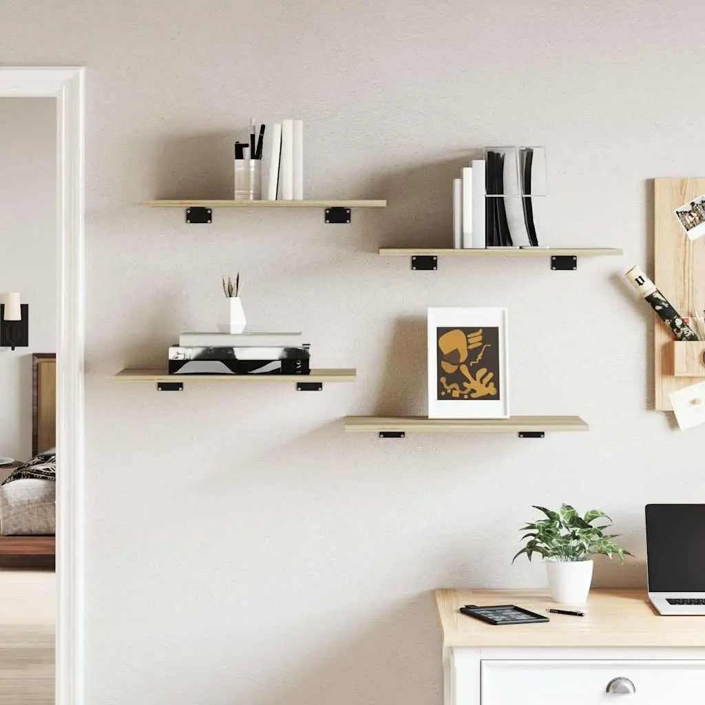 Bookshelf Boards Sonoma Oak 60x30x1.5 cm Engineered Wood Storage Shelves 4 Piece