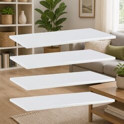 Set of 4 White Floating Shelf Boards for Home Display