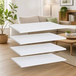 Floating White Bookshelf Boards - Set of 4