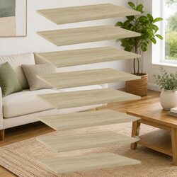 8-Piece Brown Engineered Wood Floating Shelf Set