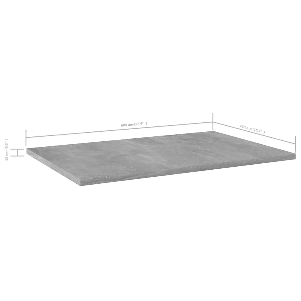 Engineered Wood Grey Floating Shelf Boards 60x40x1.5 cm Set of 4 Bookshelf Shelves
