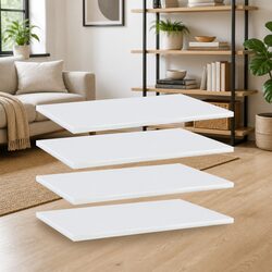Set of 4 White Floating Shelf Boards for Home Storage