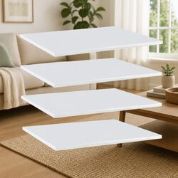 Set of 4 White Floating Shelf Boards for Wall Display
