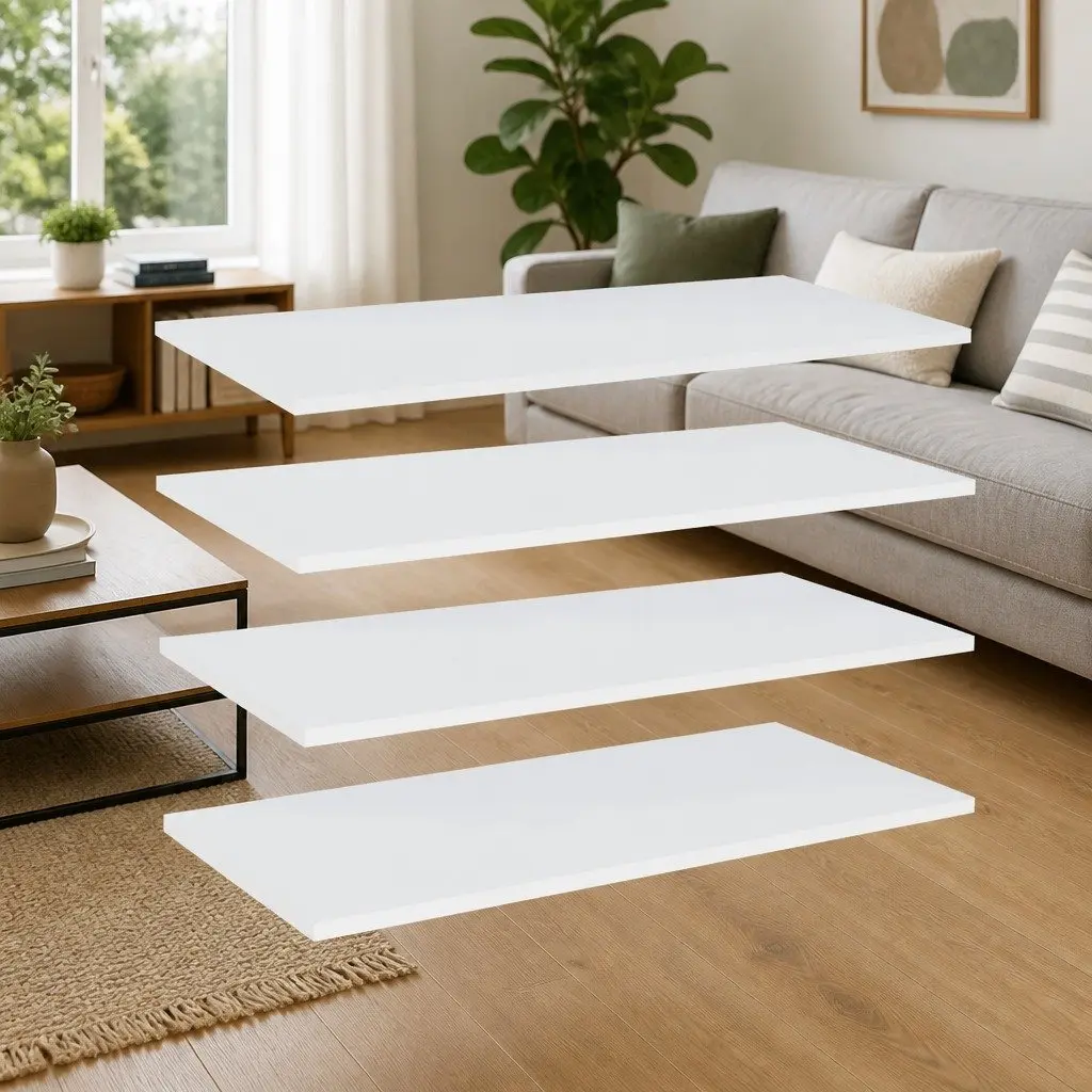 Bookshelf Boards White Storage Shelves 4 Pieces Floating Wall Mount Shelving