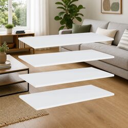 White Floating Wall Mount Shelving - 4 Bookshelf Boards