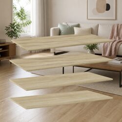 Warm Brown Engineered Wood Floating Bookshelf Set