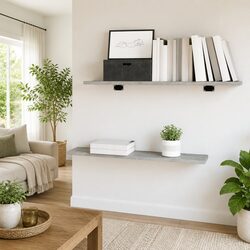 Grey 4 Piece Wall Mounted Bookshelf Boards Set