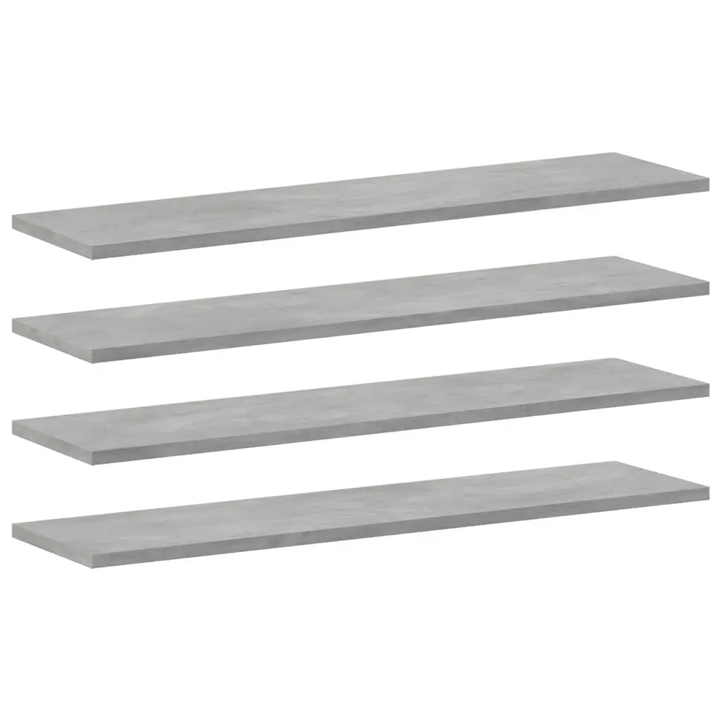Grey Wall Mounted Bookshelf Boards Storage Shelves Set of Four Engineered Wood