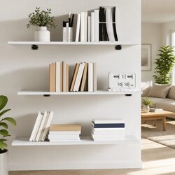 White Floating Bookshelf Boards - Set of 4