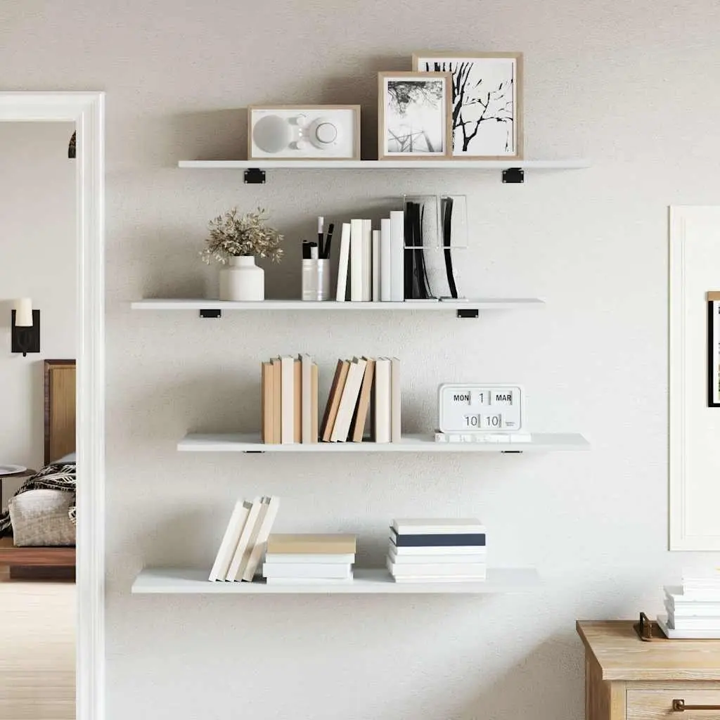 Floating Bookshelf Boards White 80 x 30 x 1.5 cm Engineered Wood 4 Piece