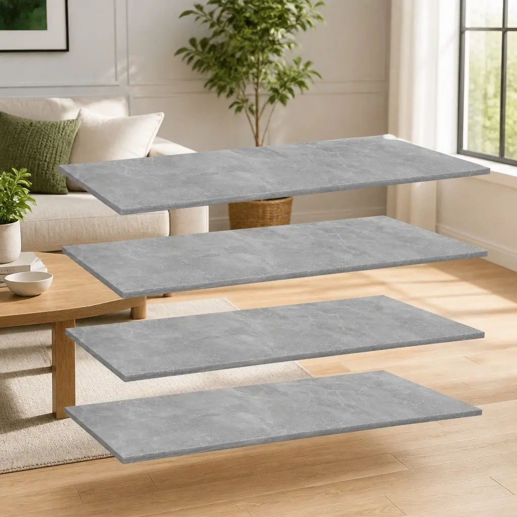 Floating Bookshelf Boards Grey 4 Piece Set Engineered Wood 80 x 30 x 1.5 cm