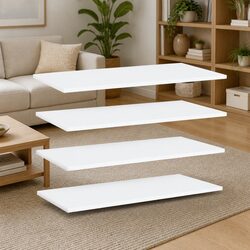 White Floating Shelf Boards - Set of 4 for Home Display