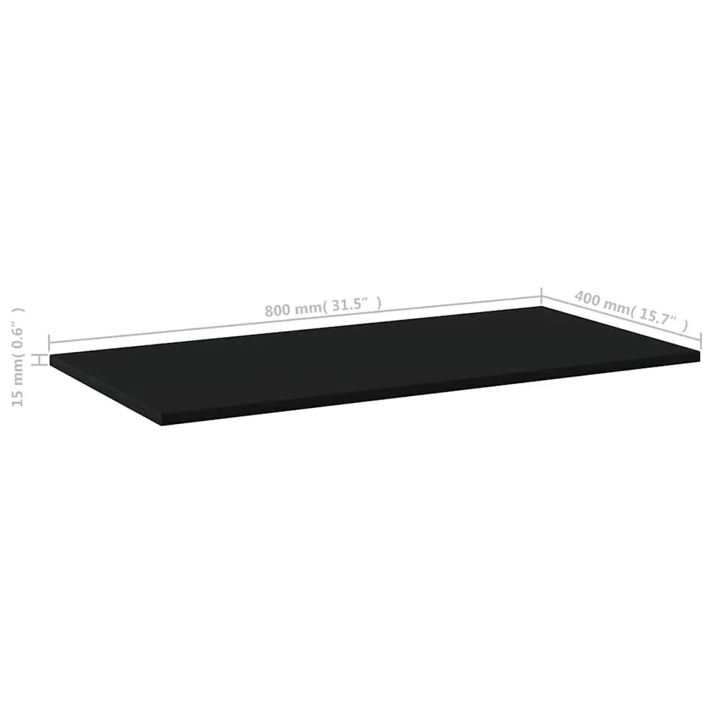 Floating Shelf Boards Black 80 x 40 x 1.5 cm Engineered Wood 4 Piece Wall Mount Storage Shelving Unit Organiser