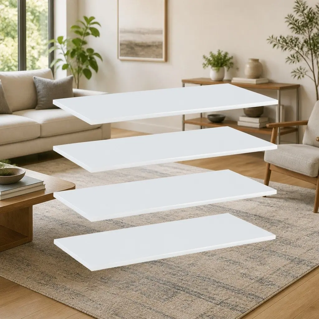 Floating Shelves Gloss White 80 x 40 x 1.5 cm Engineered Wood 4 Pack