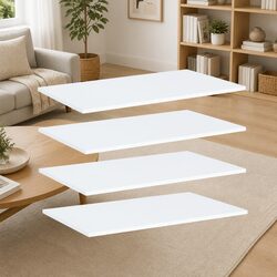 Elegant White Floating Bookshelf Boards - Set of 4