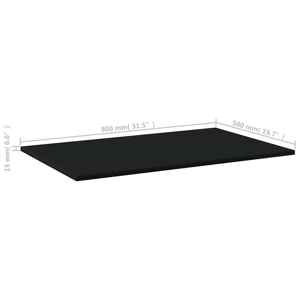 Floating Shelf Boards Black 80 x 50 x 1.5 cm Engineered Wood 4 Piece Wall Mounted Storage Shelving Panel Set