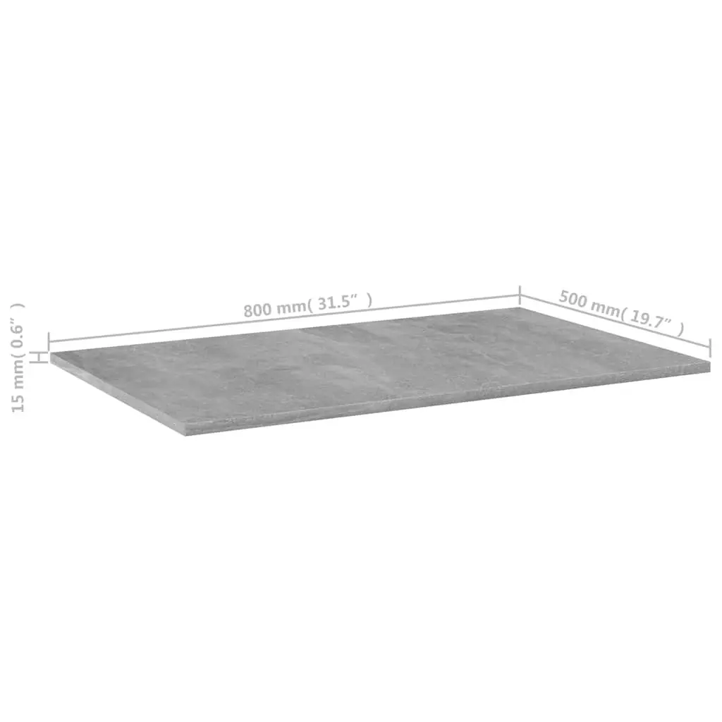 Floating Shelf Boards Grey 80 x 50 x 1.5 cm Engineered Wood Wall Storage Display Organiser 4 Piece
