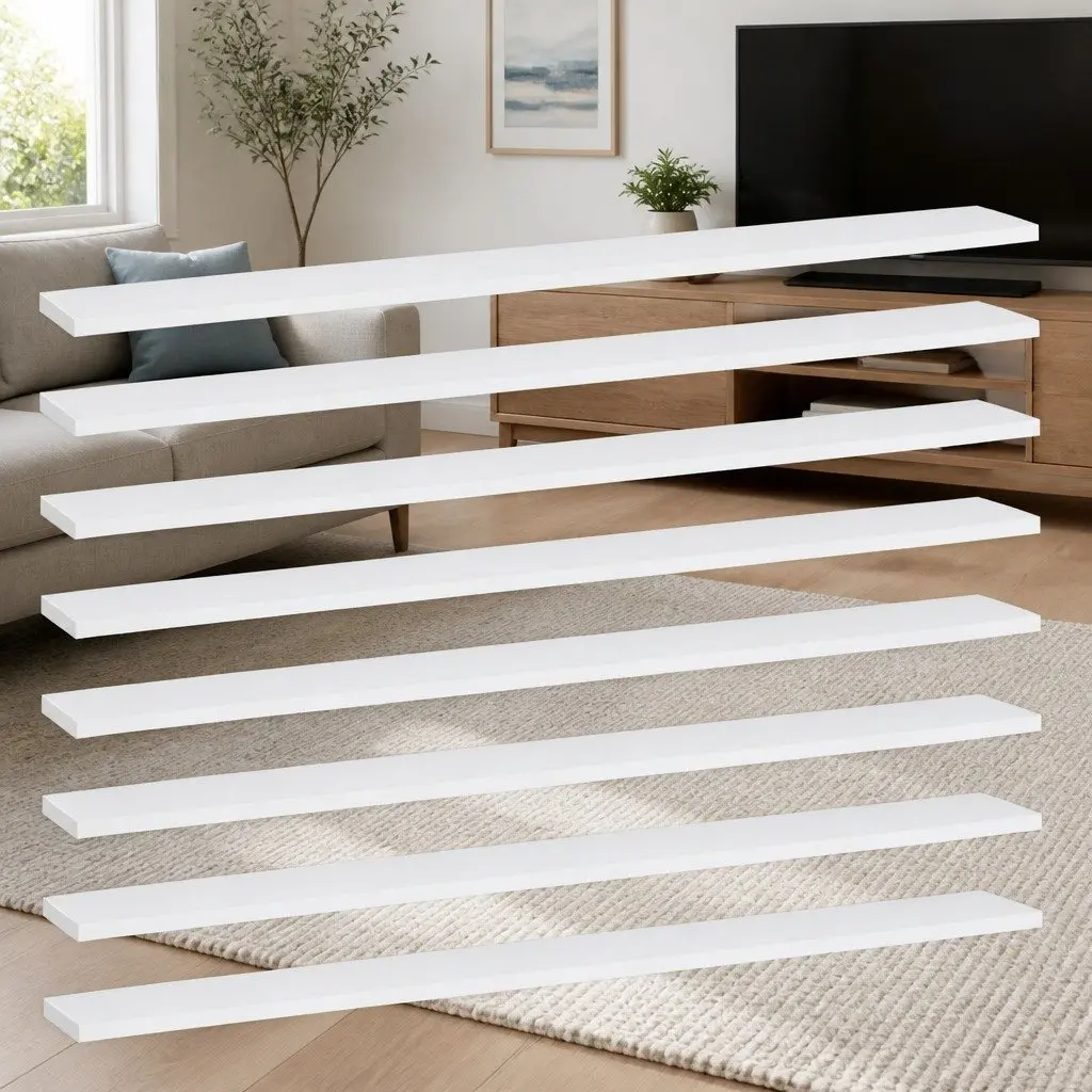 Bookshelf Boards White Floating Shelves 100 x 10 x 1.5 cm Engineered Wood 8 Piece