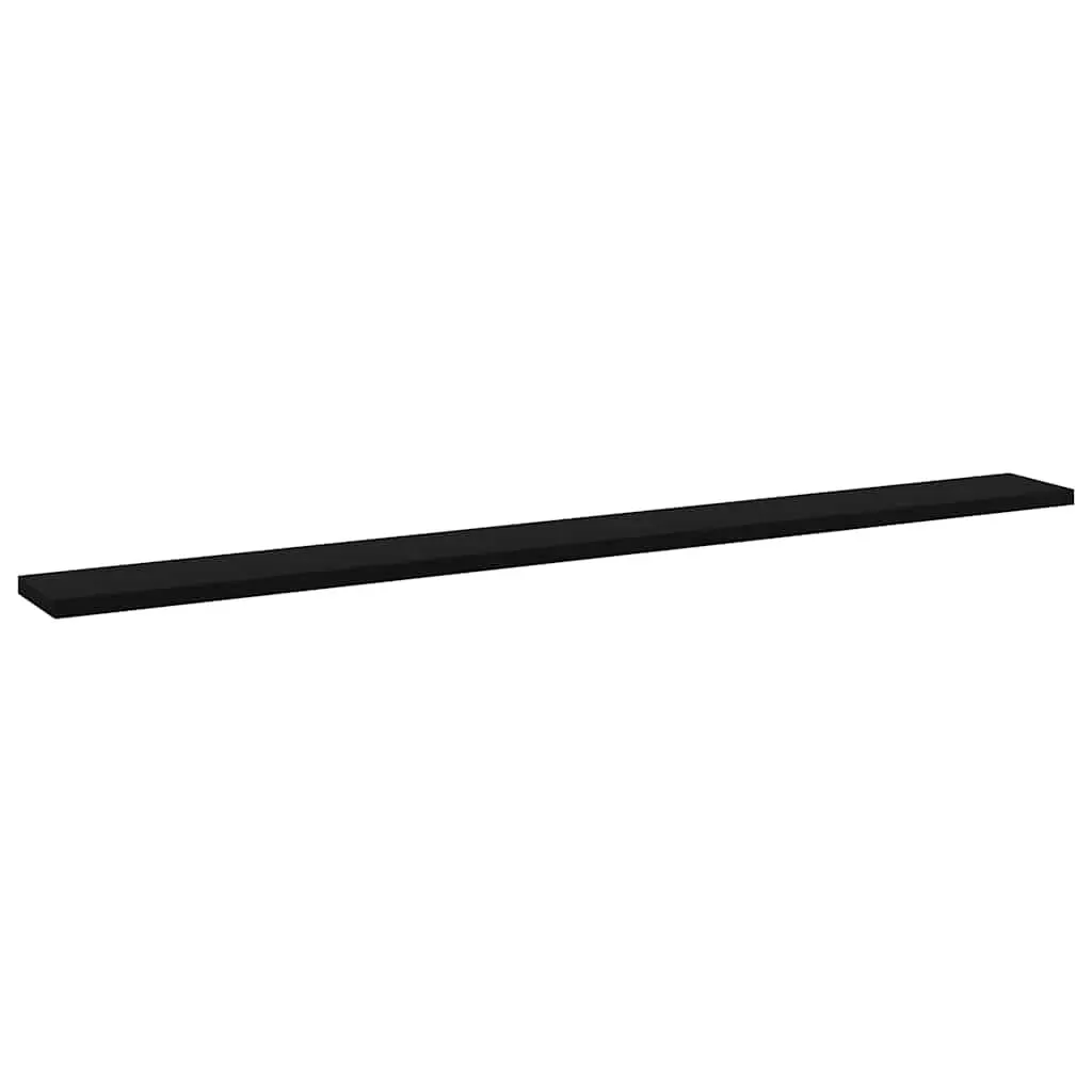 Black Engineered Wood Floating Wall Shelves Set of 4 Bookshelf Boards Storage
