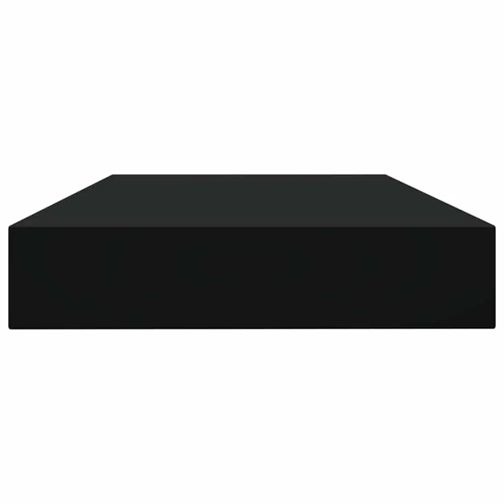 Black Engineered Wood Floating Wall Shelves Set of 4 Bookshelf Boards Storage