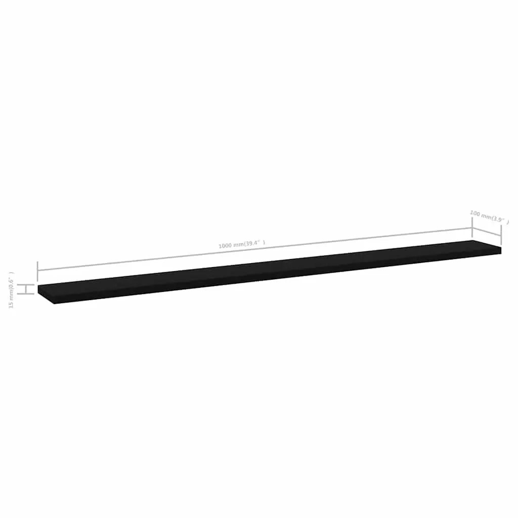 Black Engineered Wood Floating Wall Shelves Set of 4 Bookshelf Boards Storage
