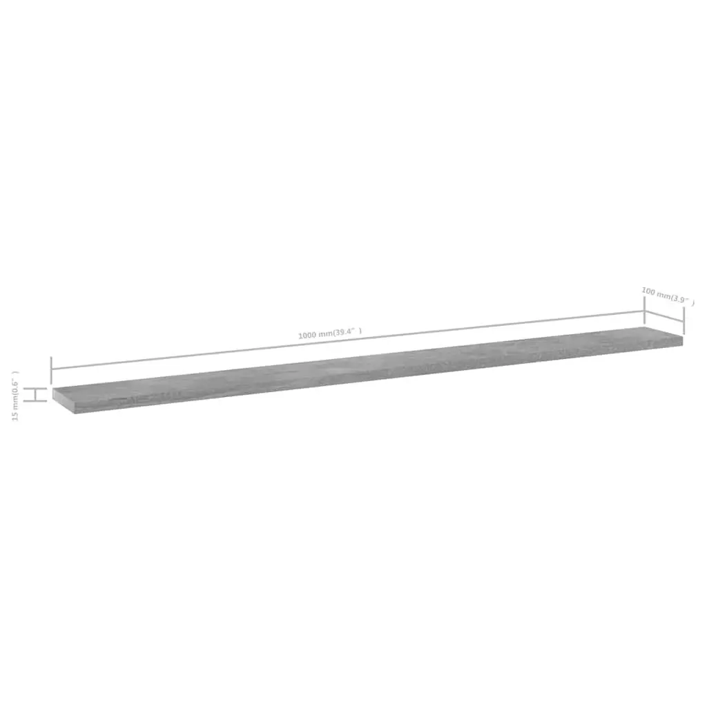 Grey Bookshelf Boards Set of 8 Engineered Wood 100x10x1.5 cm Storage Shelves