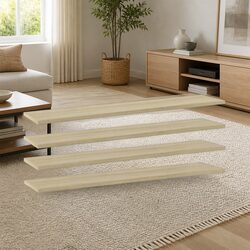 Set of 4 Brown Floating Shelf Boards for Wall Storage