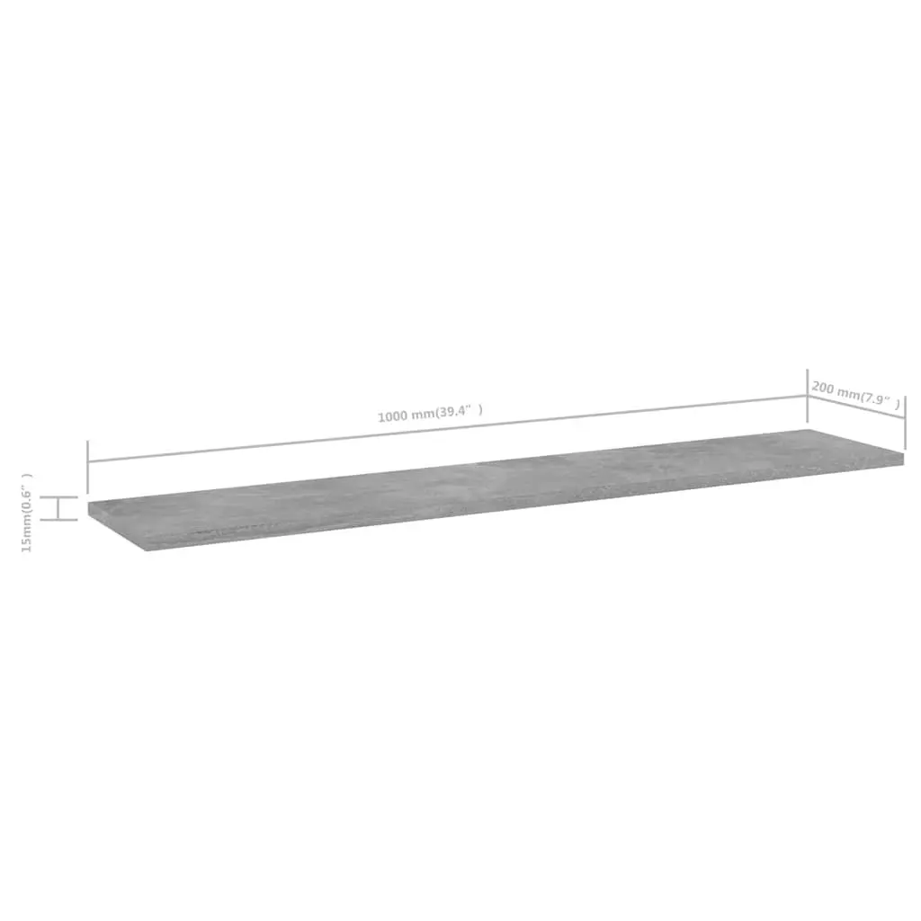 Bookshelf Boards 4 pcs Grey Engineered Wood Floating Shelves Storage Solution