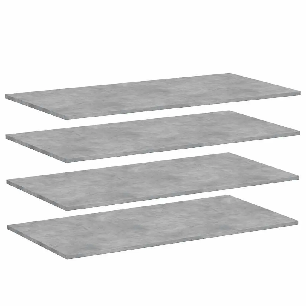 Bookshelf Boards Grey Floating Display Panels 100 x 50 x 1.5 cm Engineered Wood 4 Pieces