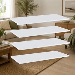 White Floating Wall Shelves Set of 4 for Home Display