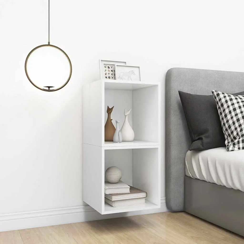 Wall Cabinet White 37x37x37 cm Engineered Wood Floating Shelves Storage 2 Piece