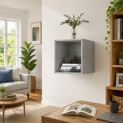 Floating Grey Wall Cabinet for Organized Home Decor