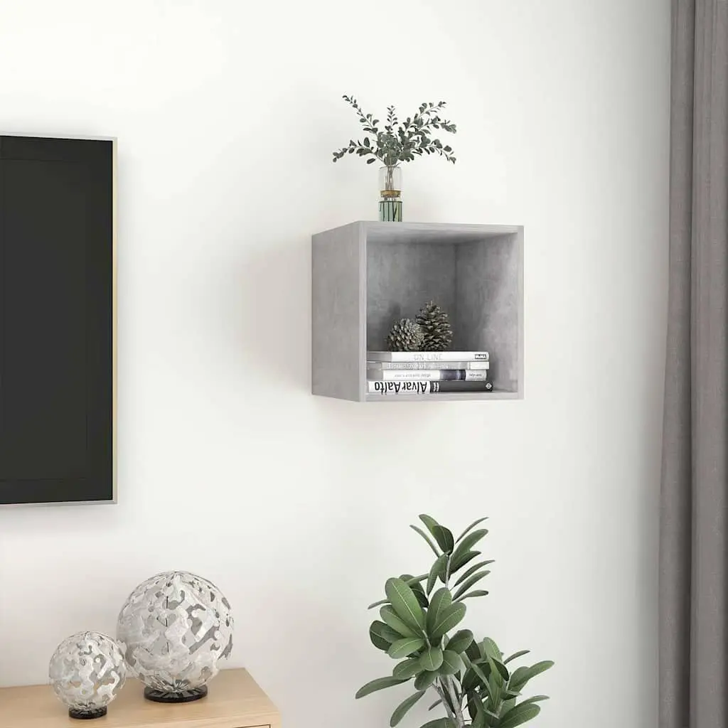 Wall Cabinet Grey Floating Storage Shelf 37cm Engineered Wood